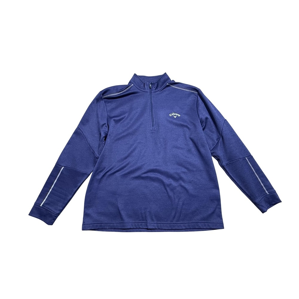 Callaway Pullover Mens Large Blue 1/4 Zip Fleece Lined Golf Performance Top